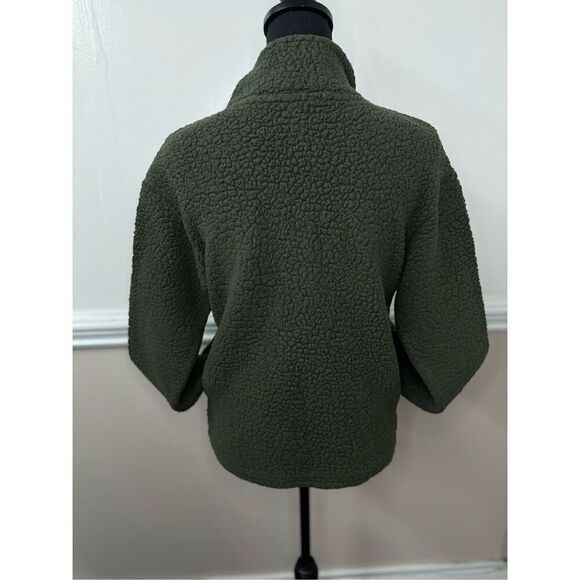 PINK Victoria’s Secret Dark Olive Green Sherpa 1/4 Zip Pullover Size X-Small - Picture 2 of 6
